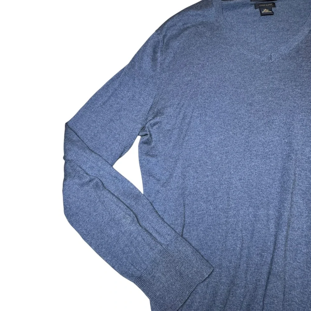 Banana Republic Mens Blue Silk Cotton Cashmere V-Neck Sweater Large Luxury Blend